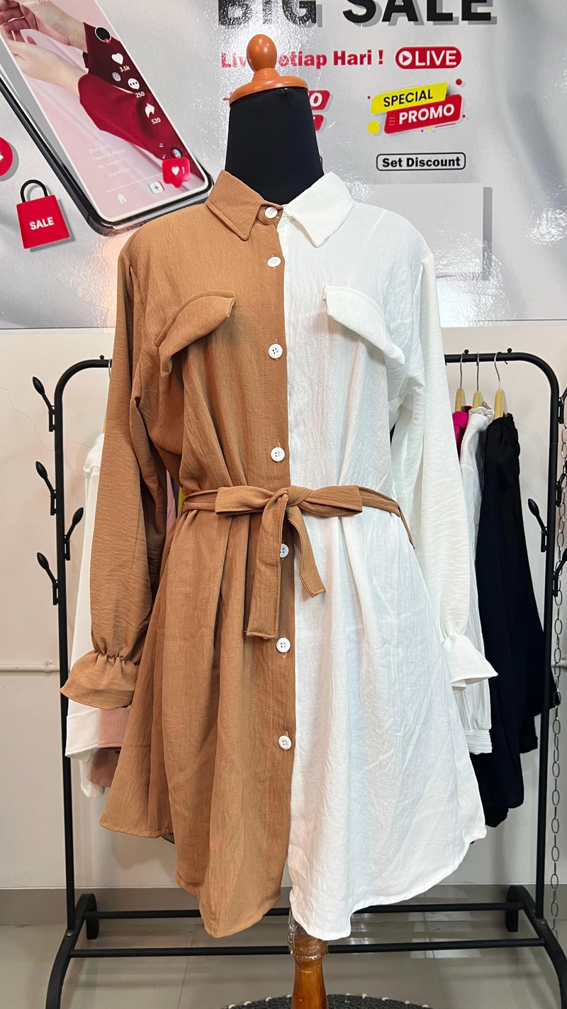 Product image Sseolshop - Kemeja wanita - Raylin tunik baju atasan wanita terbaru XL Moka