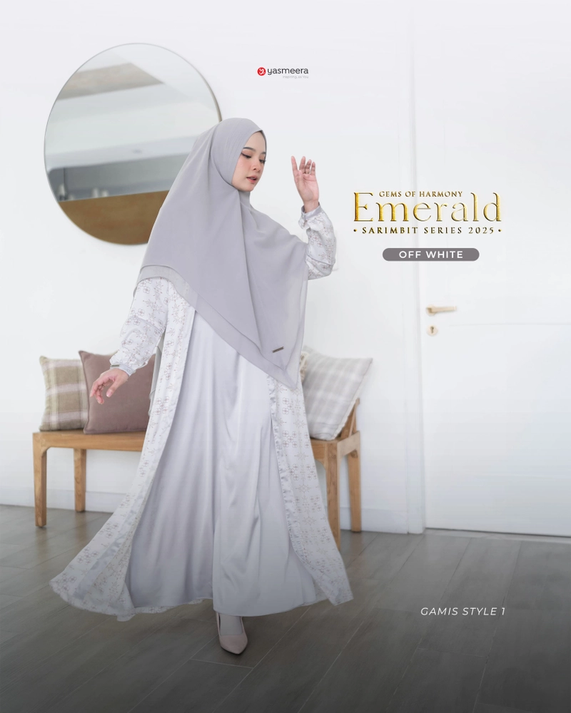 Product image Yasmeera Official - Sarimbit 2025 Emerald Series Warna Off White M GAMIS IBU STYLE 1