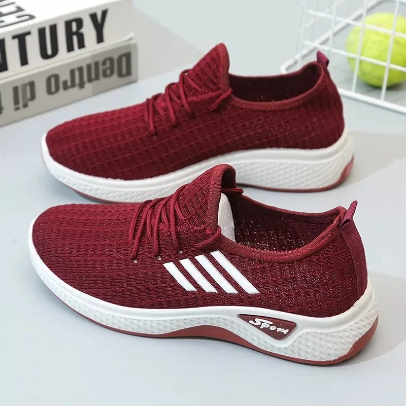Product image Koekita - Sepatu Kets Sneakers Wanita Import New Trendy 2022 Motif Garis K002 40 Maroon