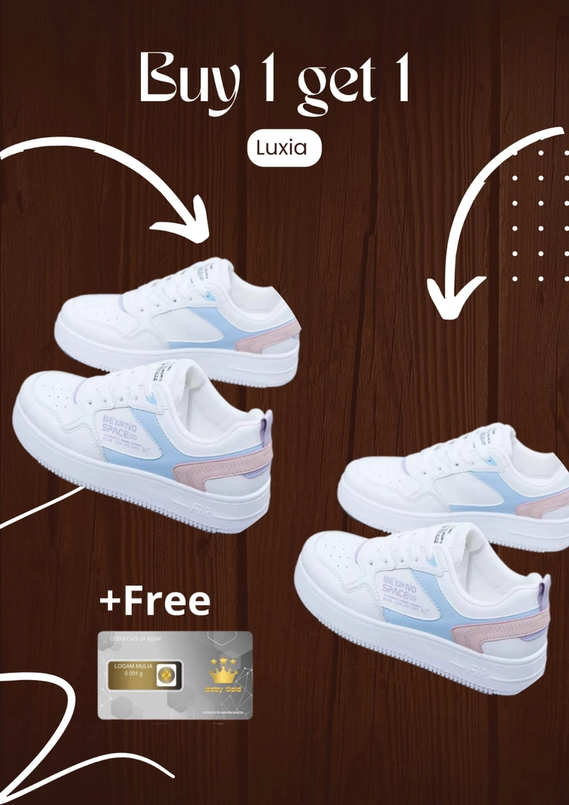 Product image LUXIA - Buy 1 Get 1 Sepatu Kets Sneakers Wanita Beyound Space Free Gold 40 PUTIH BIRU