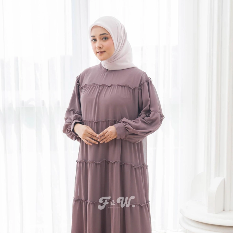 Product image Sakura Baru X FnW - Dress Keira Babydoll Simple Casual Stylish Wudhu Friendly All Size Lavender