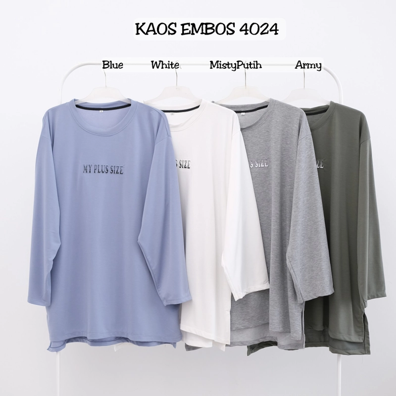 Product image My Plus Size - Atasan Kaos Embos Jumbo Wanita 4024 4026 3XL & 5XL 3XL 4024BLUE