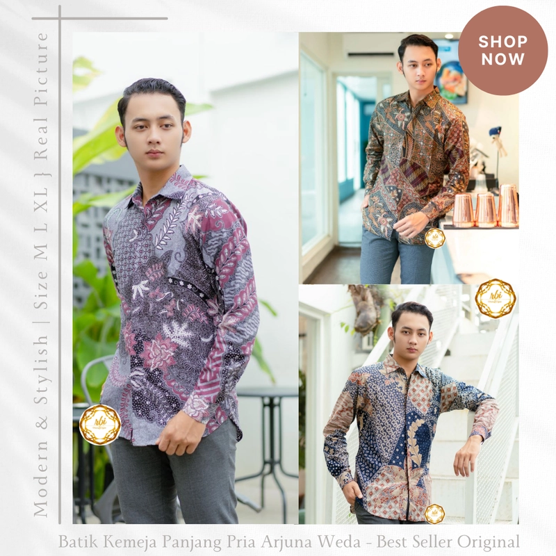 Product image Rambe Batik Indonesia - Batik Kemeja Panjang Pria Arjuna Weda Best Seller Original New Motif M Arjuna Weda A1