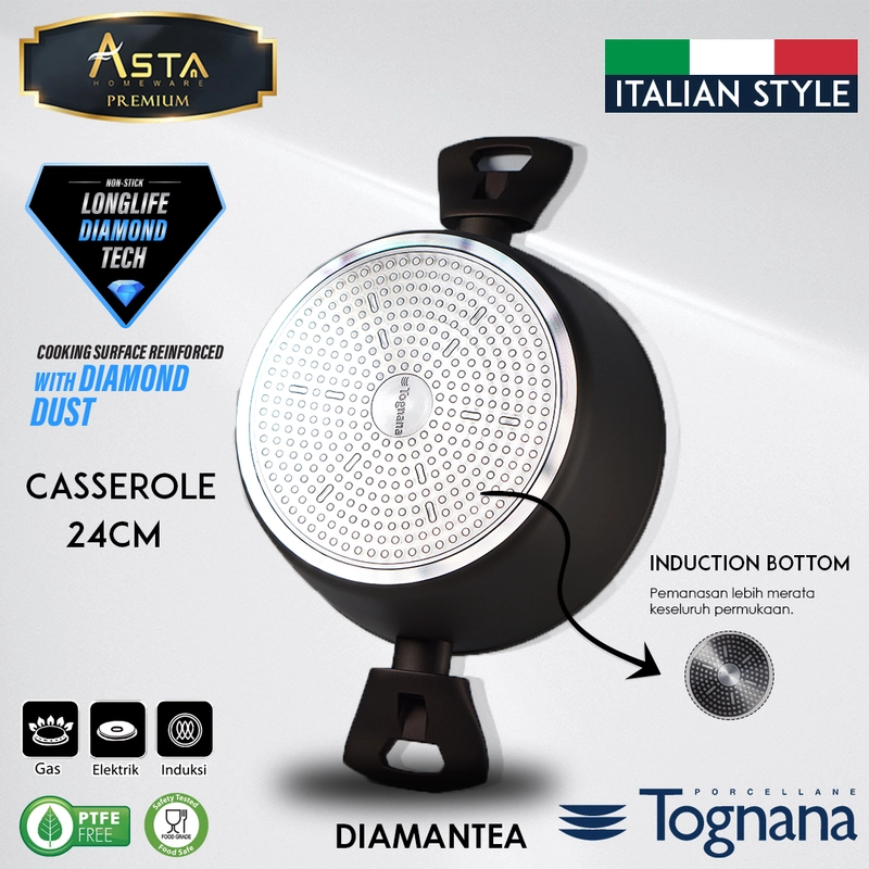 Product image Asta Homeware Official - Tognana Italy Premium Casserole Panci Masak Anti Lengket 24 cm Size Casserole 24 cm