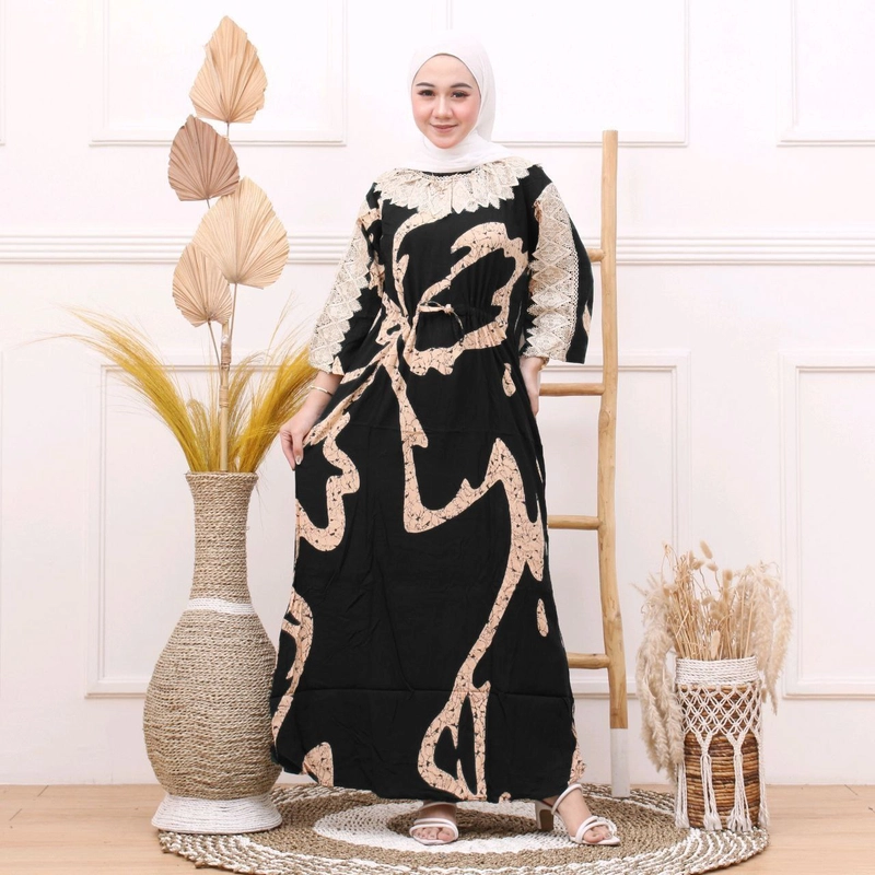 Product image Gamis Serut Rotan Premium Allsize Hitam