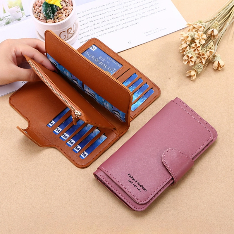 Product image KAHASIL - Dompet Lipat Wanita Panjang Kulit PU Leather KHDP25 all variant Abu-Abu