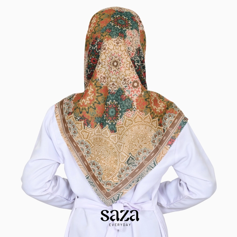 Product image SAZA Everyday - Noura Series Brown Pattern / Hijab Motif Voal Segiempat / Hijab Motif Segiempat 115x115 Brown Pattern