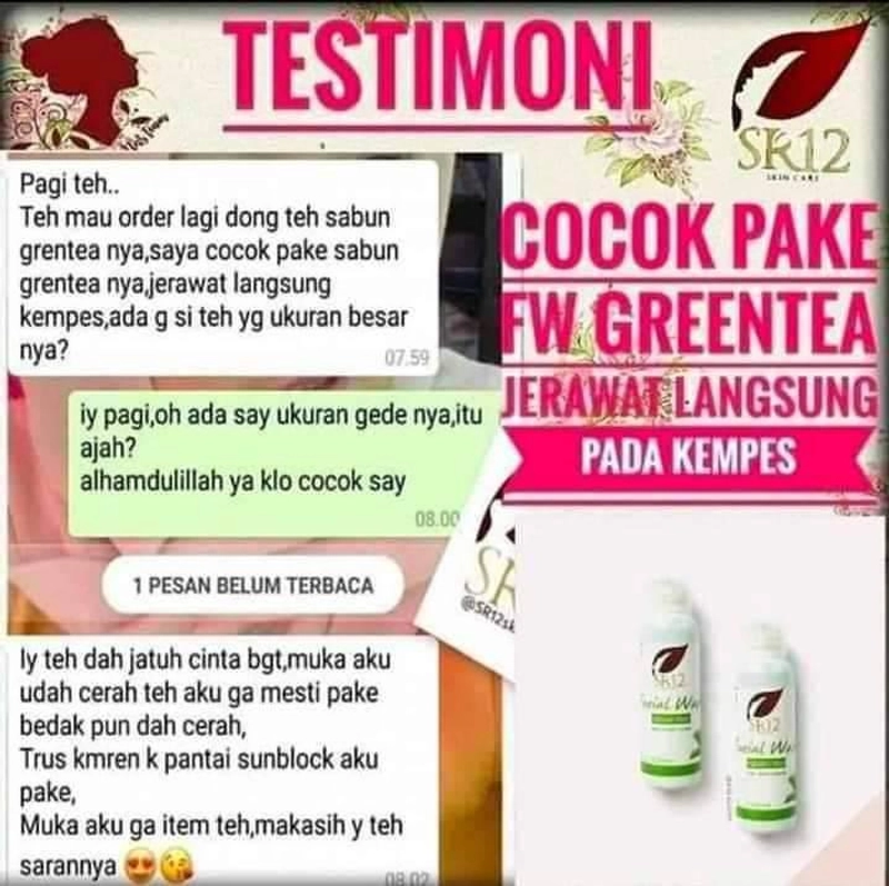 Product image SR12 Facial Wash Greentea Mengatasi Kulit Berminyak Berjerawat 100 ml Facial Greentea Putih