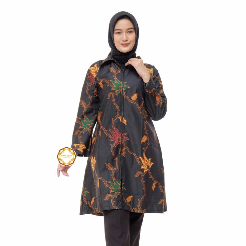 Product image Tunik Zipper - Batik Wanita Unggul Jaya Bahan Halus Tebal dan Anti Luntur - TU4 M TA