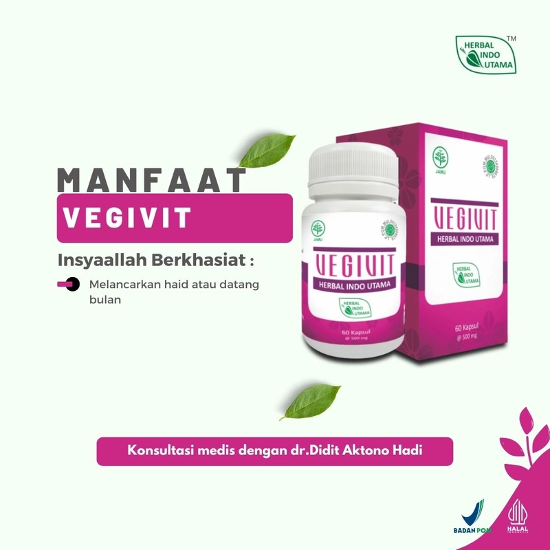 Product image Herbal Indo Utama - VEGIVIT Herbal Memperlancar Haid Menstruasi Lancarkan Datang Bulan 60 Kapsul 60 Kapsul Kapsul Serbuk
