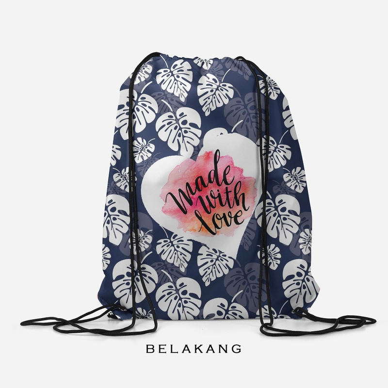 Product image Dewani - Dewani Stringbag Full Print ST-DN03 Tas Serut Seri Daun 35X45 Biru