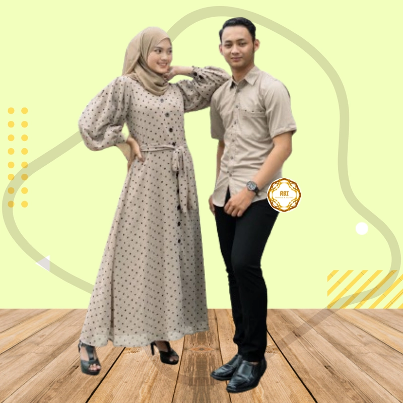 Product image Big Sale Couple Gamis Belinda Premium Kain Babydoll Premium Puring M Coklat Susu