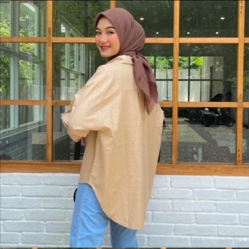Product image BAJU KEMEJA OVERSIZE LINEN POLOS WANITA LD 120 RANDOM
