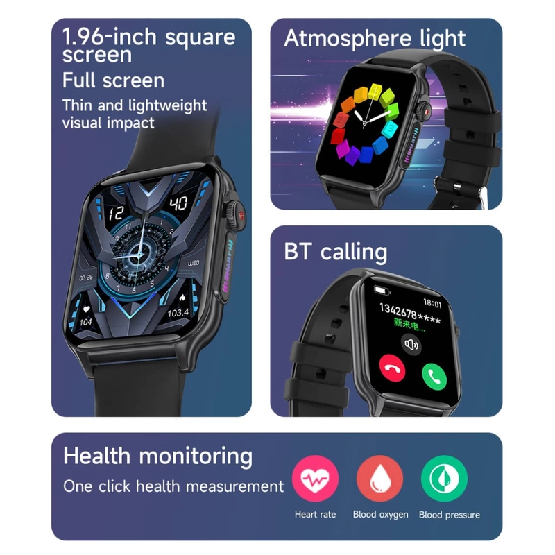 Product image Mitimes - Mitimes Smart Watch P6 Bluetooth Phone Call 1.96 Inch Black