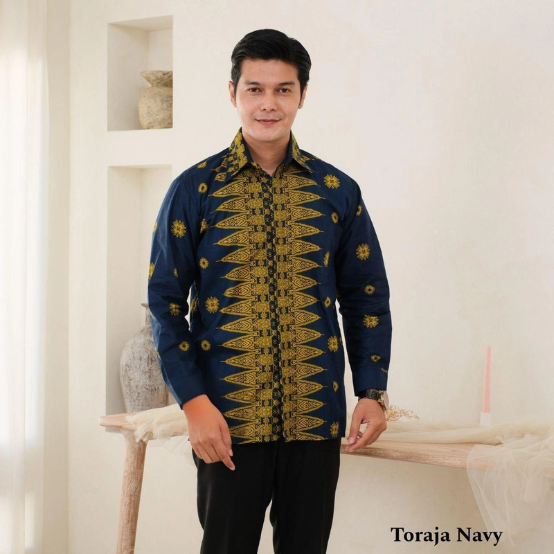 Product image Batik Mafaza - Batik Modern Kekinian Atasan Kemeja dan tunik coupel bisa dipisah motif toraja navy M Kemeja toraja navy