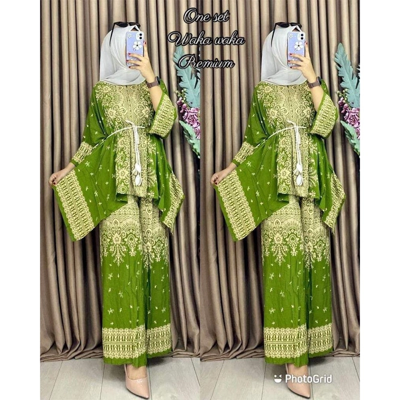 Product image Batik Ayodha - SETELAN WAKA RIFEA JUMBO Allsize Hijau Pupus