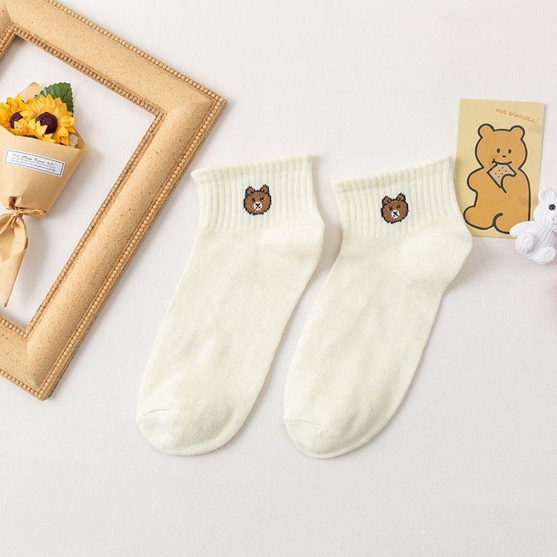 Product image Kaos Kaki satu set isi 5 pasang Unik Lucu Wanita Fashion Motif cokelat isi 5 psg/set cokelat bear