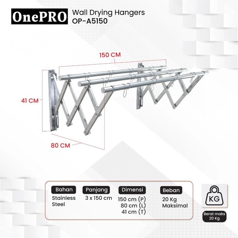 Product image Liveo - Jemuran dinding ONEPRO OP-A5150 5000 silver