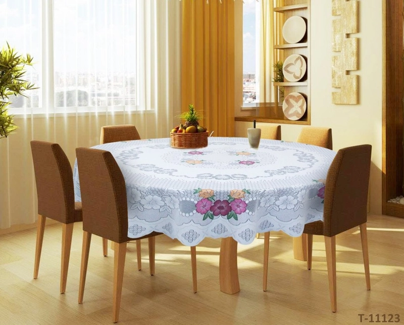 Product image Dylan 19 [TA] - Dylan 19 - Taplak meja makan putih bunga timbul Diameter 150 3