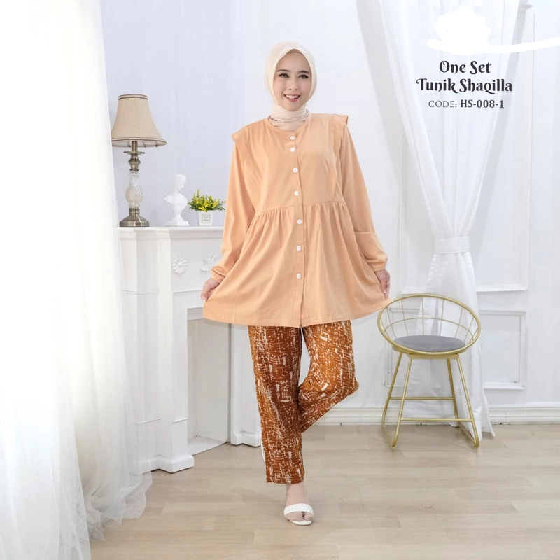 Product image AL Irsyad Store - FOREVER SWEET CONCEPT HS-008-1 ONE SET TUNIK SHAKILA AL SIZE BEIGE