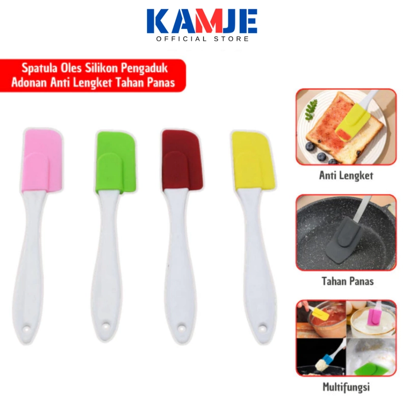 Product image KAMJE Spatula Kuas Oles Silikon Anti Lengket Tahan Panas Sendok Sutil Pengaduk Adonan Kue Serbaguna KMJ098 RANDOM