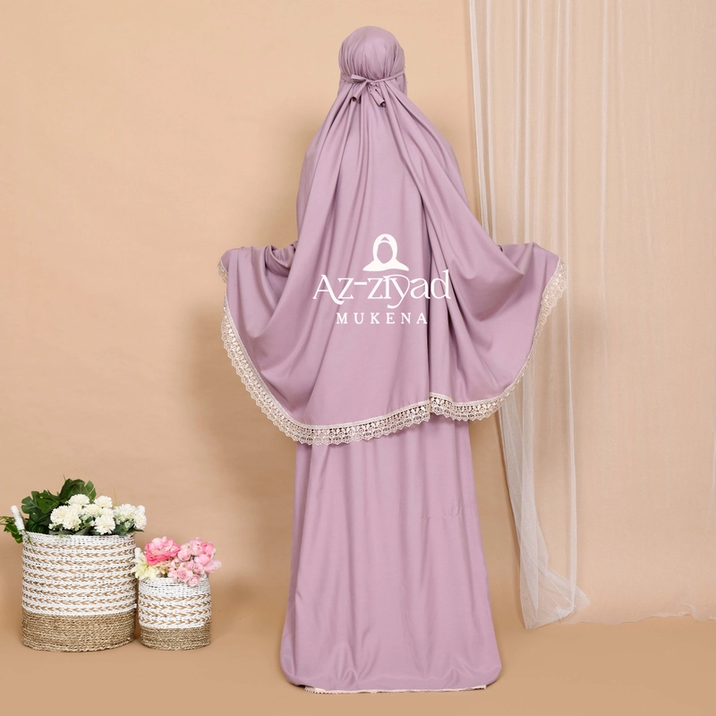 Product image Azziyad Mukena - Mukena Dewasa polos Katun Mikro Premium renda gyper all size LAVENDER