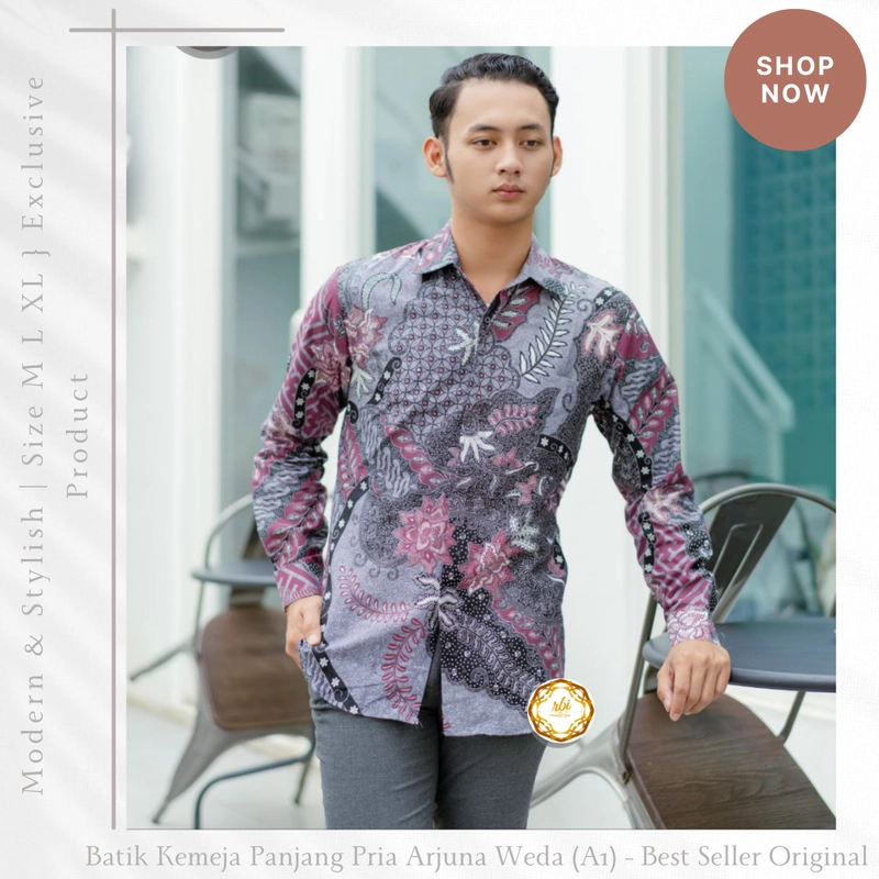 Product image Rambe Batik Indonesia - Batik Kemeja Panjang Pria Arjuna Weda Best Seller Original New Motif M Arjuna Weda A1