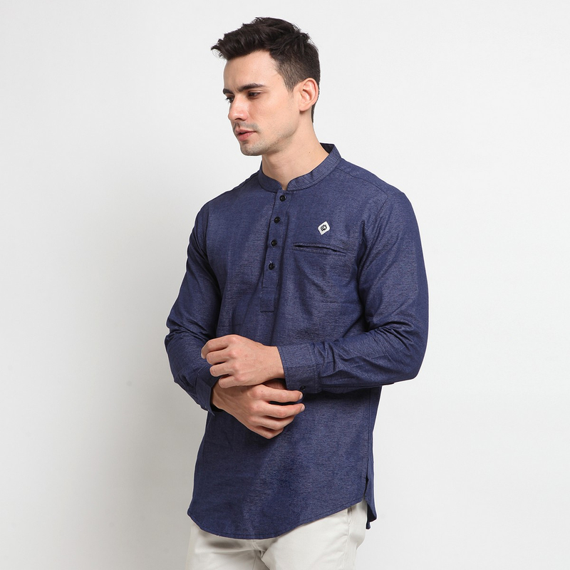 Product image 4zima - CT 07 Koko Baju Muslim Lengan Panjang Kancing Sedada M Navy