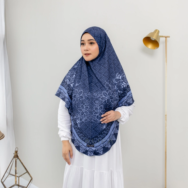 Product image Hijab Instan Jumbo Sublim Motif Hazra Non Pet Hijab instan Syari Hijab Syari Bergo SyarI Bergo Terba Jumbo Navy