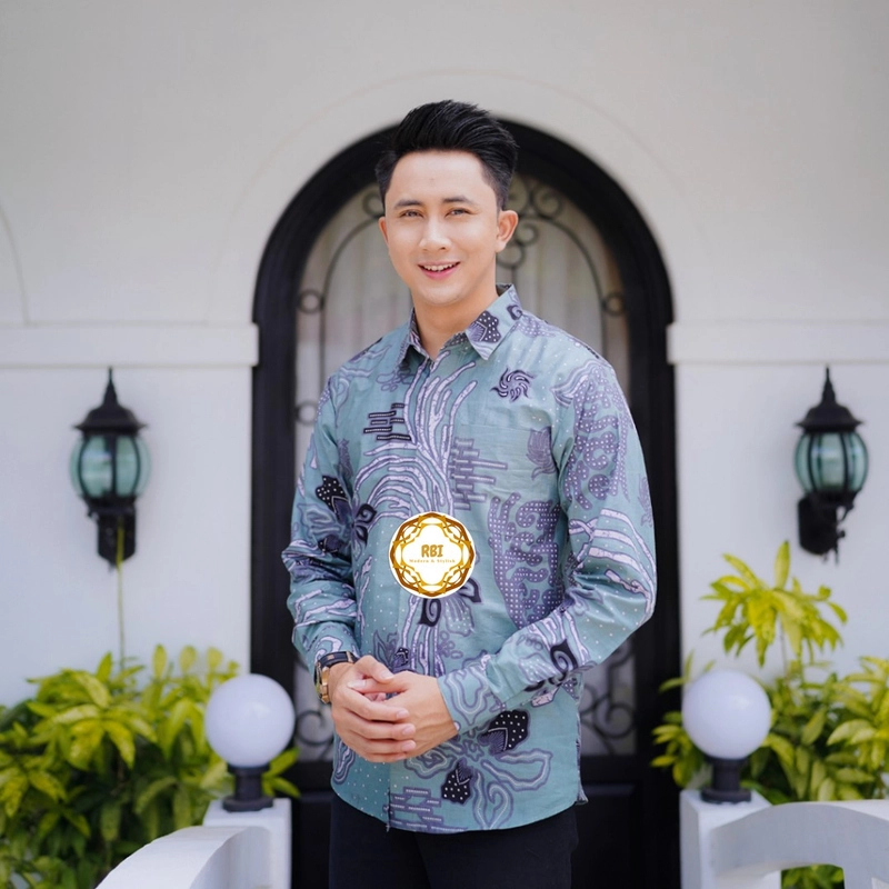 Product image Rambe Batik Indonesia - Set Couple Gamis Smoke Grey Premium Kemeja Lengan Panjang Kantor Kondangan Pesta SMOKE GREY KEMEJA SAJA XXL