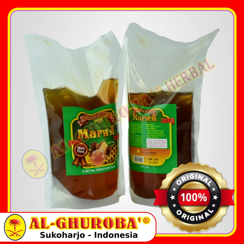 Product image Al-Ghuroba Herbal - Marwa Madu Murni Asli Multiflora 1Kg Al-Ghuroba BPOM MD Halal MUI 1kg Refill