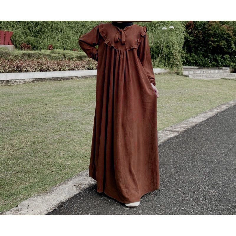 Product image MEQA DAILY - MEGA DAILY - Canela Dress Gamis Maxy Wanita Bahan Hyget Super Coklat Tua