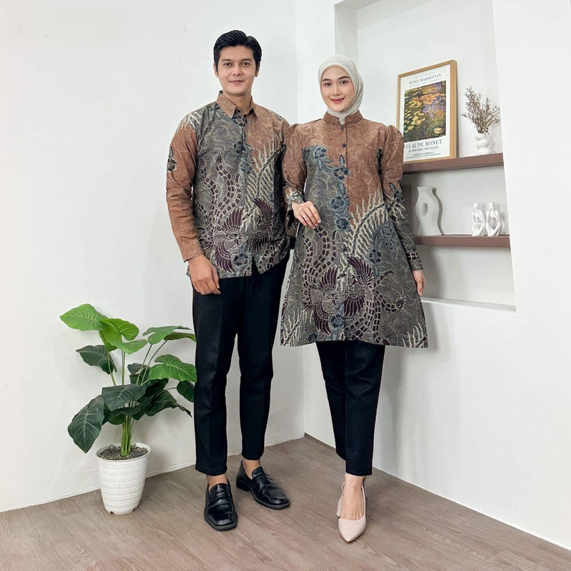 Product image Kois Batik - Batik Coupel kemeja dan tunik baru new motif baskara M Kemeja teracota