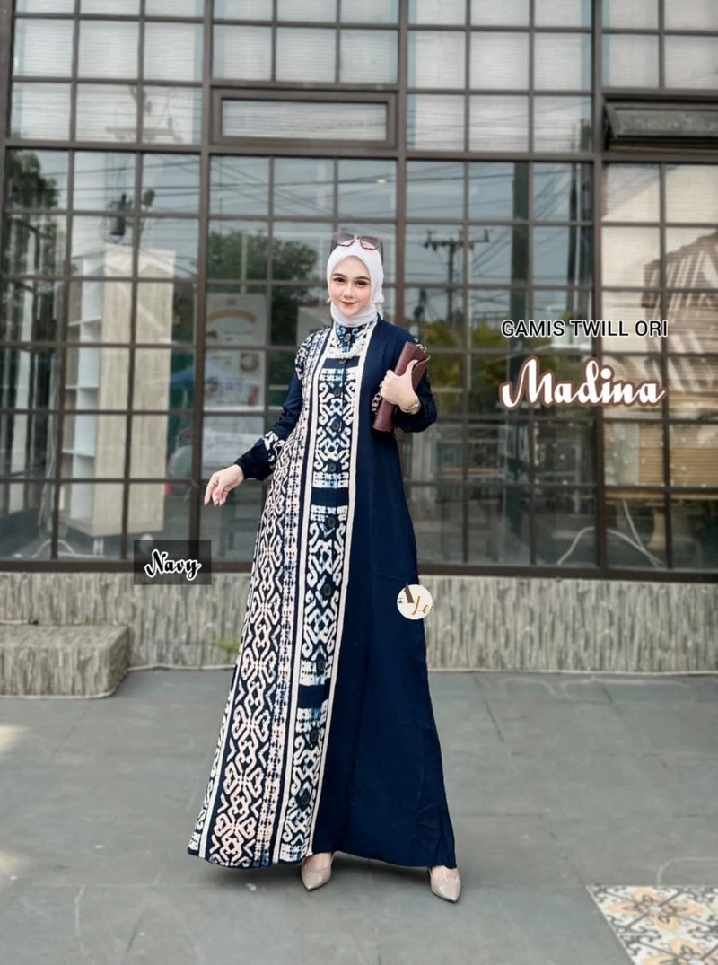 Product image Khisna collection - Gamis wanita dewasa terbaru twill Madinah M Navy