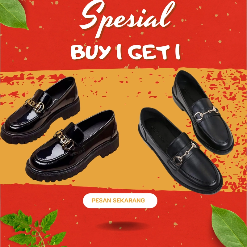 Product image Koekita - Paket Kombinasi Buy 1 Get 1 Sepatu Flat Oxford Wanita DR-002 & DR-003 37 HITAM & HITAM