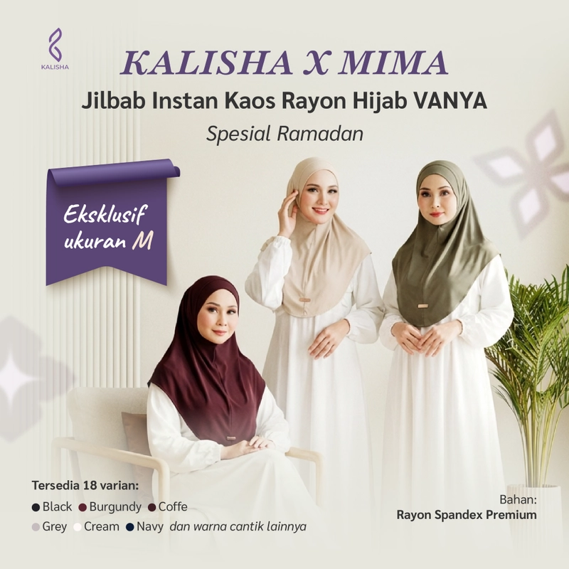Product image Kalisha official - KALISHA X MIMA Jilbab Instan Kaos Rayon Hijab VANYA SIZE M Caramel