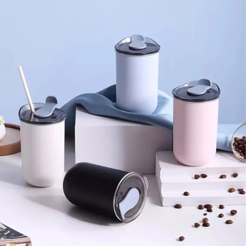 Product image Blooming_Deal - Portable Cup Tumbler Coffee Mug Coffee Tea Cup Stainless Steel 300ml SSB05 HITAM