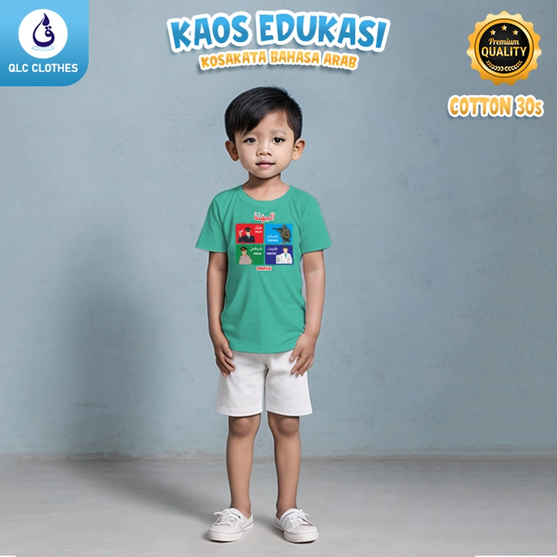 Product image QLC Clothes - Kaos Anak Edukasi Kosakata Bahasa Arab Motif Profesi Series M (3-4th) Tosca