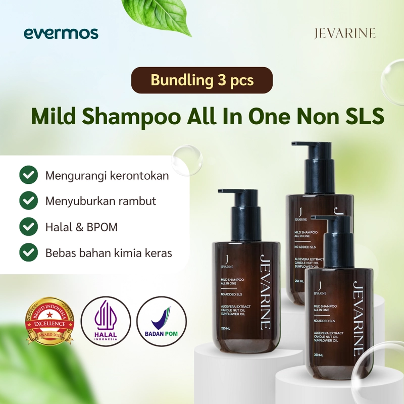Product image Jevarine - Mild Shampoo All In One Non SLS Bundle 3 Pcs 250ml 3pcs