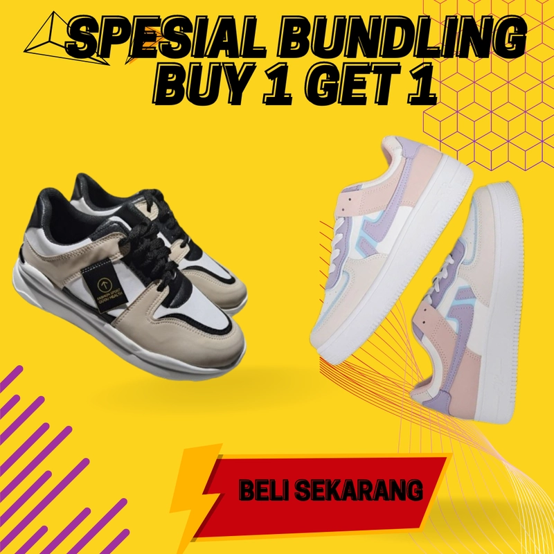 Product image LUXIA - Promo Buy 1 Get 1 Sepatu Kets Sneaker Wanita LGM218 & LBY-03 36 HITAM & UNGU