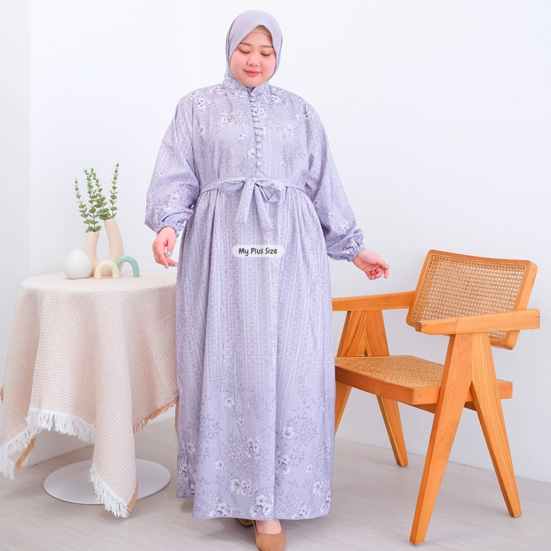 Product image My Plus Size - Gamis Flowers Jumbo Wanita 3958 Ld 135 cm & 145 cm / Gamis Eid Series Jumbo Wanita 3XL VIOLET