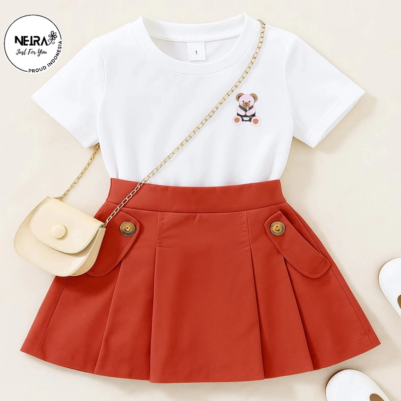 Product image Neira - Setelan Rok Anak Aryna (estimasi 9 bulan - 6 tahun) tulis ukuran di NOTE bata-putih