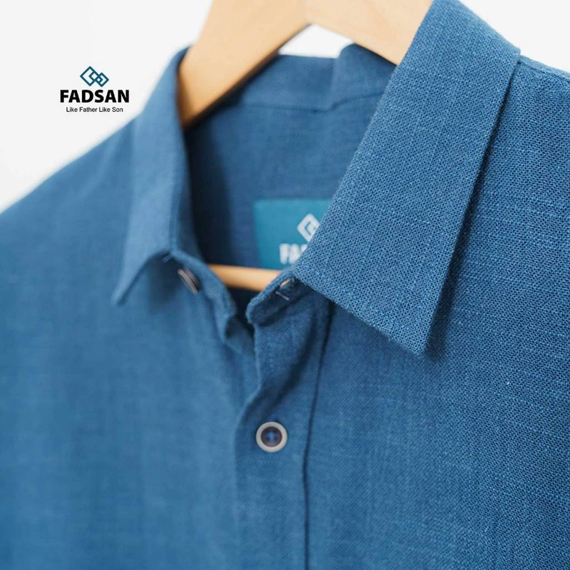 Product image FADSAN - Baju Kemeja Katun Polos Lengan Pendek Ayah Anak Warna Saphire - Ryu Series SIZE ANAK XS RYU SAPHIRE