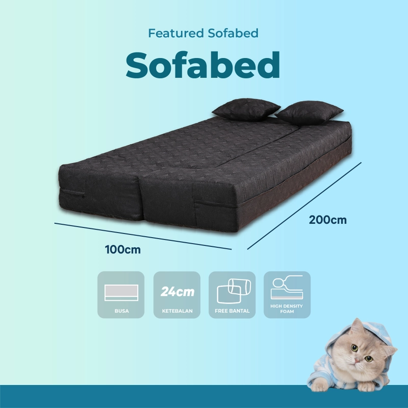 Product image IntheBox - Sofa Bed Ukuran 100x200 (Super Single) F388SF-SBED-100NTR 100 x 200 cm Abu Tua