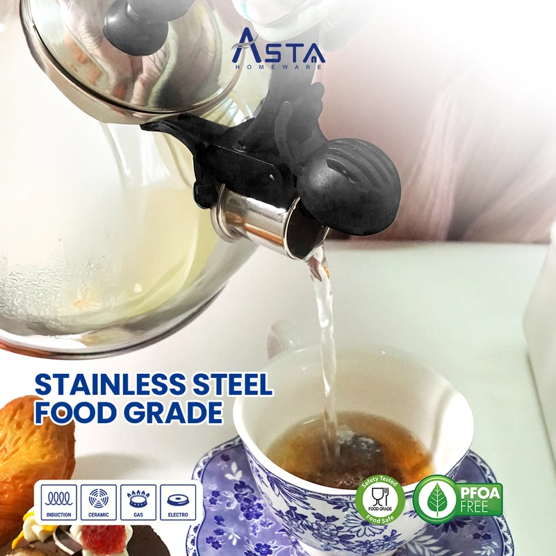 Product image Asta Teko Siul Stainless Steel Whistling Kettle 3 Liter Warna Full Stainless