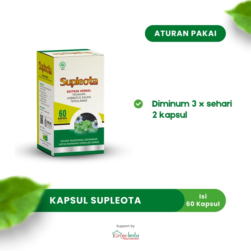 Product image Griya Herba - Supleota Obat Herbal Membantu Melancarkan Sirkulasi Darah Suplemen Otak 60 Kapsul BPOM 110 gram Original