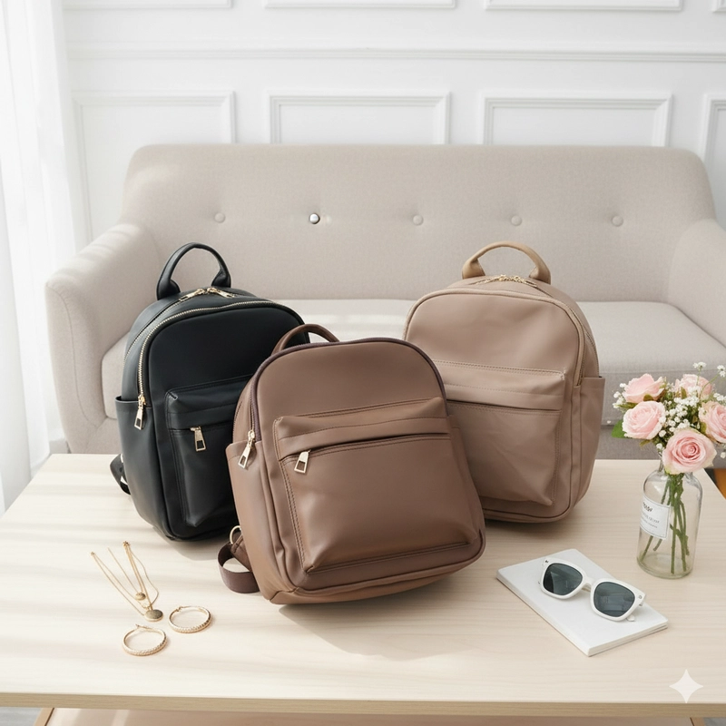 Product image CBL - Ransel NADINE - Tas Ransel Backpack Wanita NADINE Simple Elegant Bahan Nilon Premium Waterproof Ant Small Coklat Tua