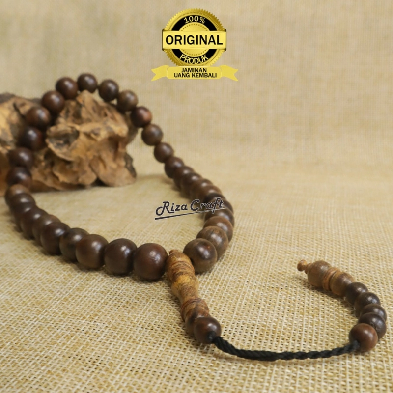 Product image Riza Craft - Tasbih Kayu Gaharu ASLI Wangi Kalimantan ukuran Besar Jumbo 12mm 33 Butir 33 Butir Gaharu