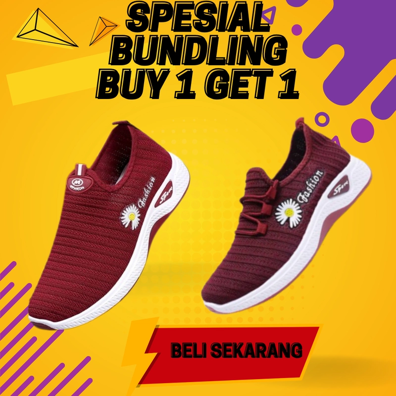 Product image Koekita - Paket Bundling Buy 1 Get 1 Sepatu Kets Fashion Wanita IMP-01 & IMP-03 40 MARON