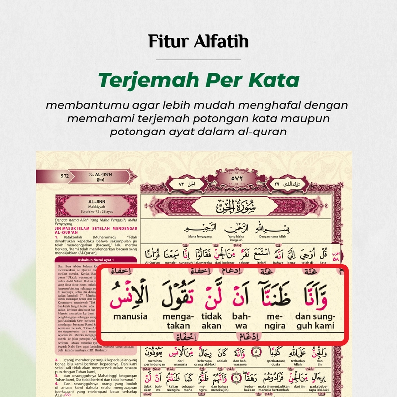 Product image Alfatih Quran - AL - FATIH A5 Alquran Terjemah Perkata Tajwid Arab Tanpa Takwil A5 Hijau-Tosca
